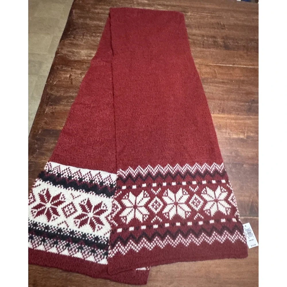 Old Navy Fair Isle Scarf Red/White/ Black  62